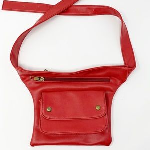 Red Leather Fanny pack
